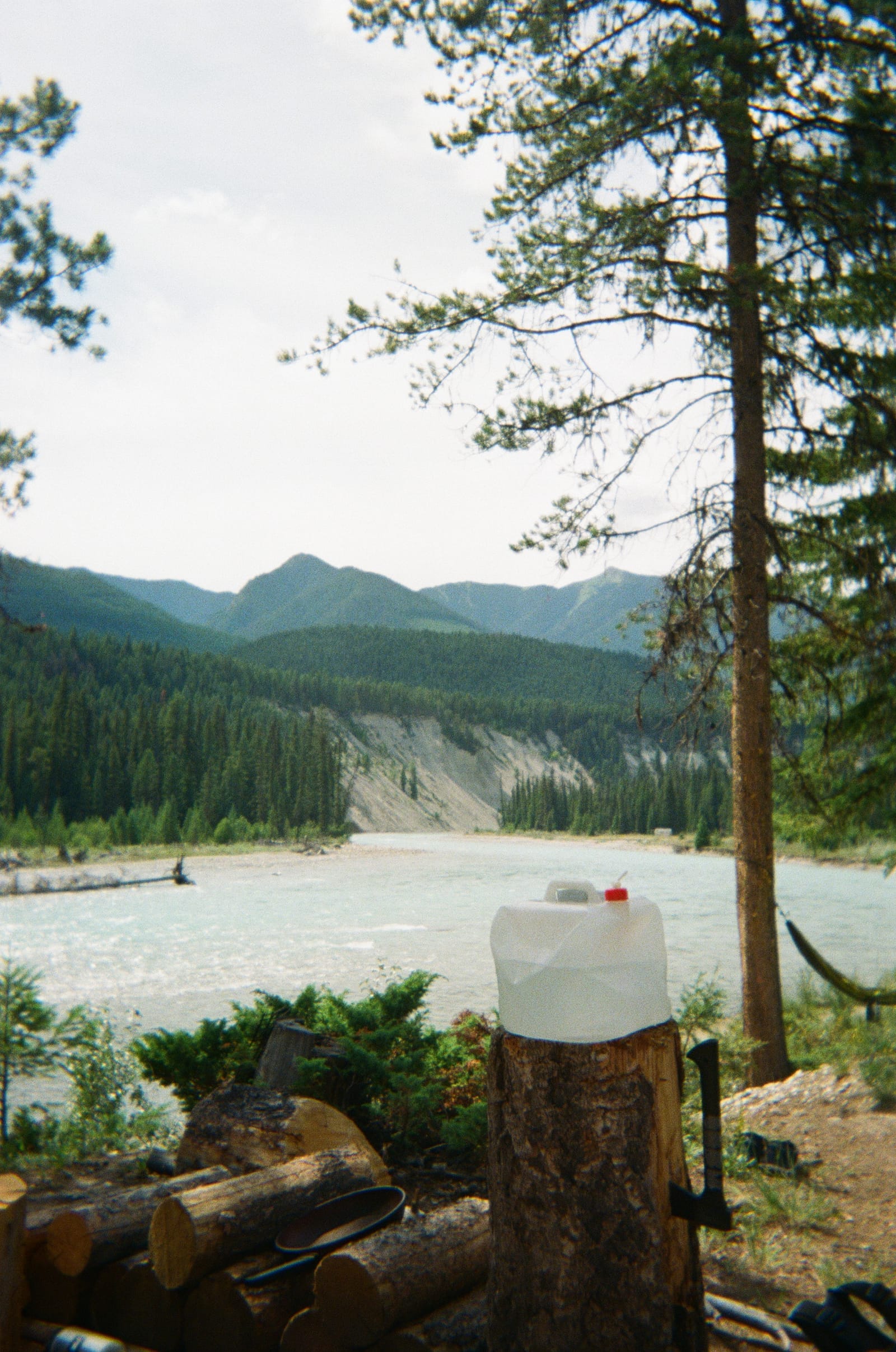 Backcountry campsite near the Pallister River along the Kootenay