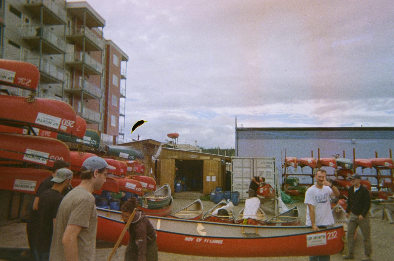 Canoe fleet at Up North Adventures in Whitehorse Yukon