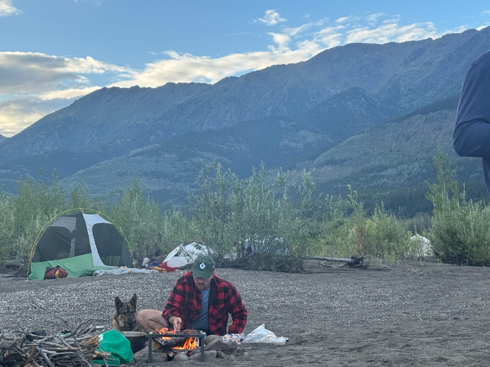 Roses Location campsite along the Pelly River